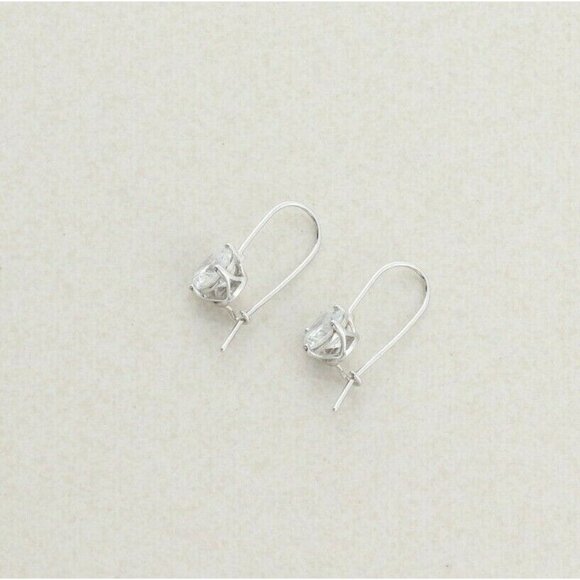 Sterling Silver Bright and Sparkly CZ Earrings Dangle Drop Earrings - Picture 7 of 8
